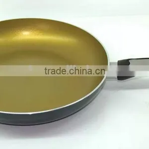 Forged/Pressed Bakelite Handle Aluminum Non Stick Fry Pan Gold Color thumbnail-1