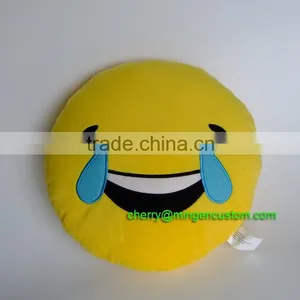 Cute Emoji Smiley Yellow Pillows Cushions Cartoon Face Round Emoji Pillow Decorative Pillows Stuffed thumbnail-1