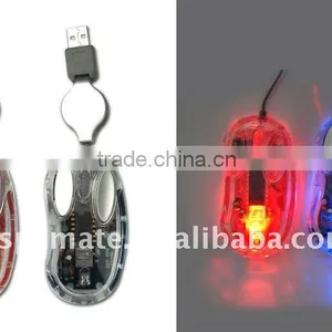 USB Transparent Mouse With Retractable Cable thumbnail-1