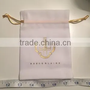 White Fabric Personalized Drawstring Bags for Kids/small Fabric Drawstring Bags With Gold Strings Quality Choice thumbnail-3