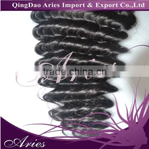 Deep Wave 4''x3.5'' (H/L) QWB Top Grade Brazilian Virgin Hair Top Closure Slightly Bleached Knots Lace Closure thumbnail-1