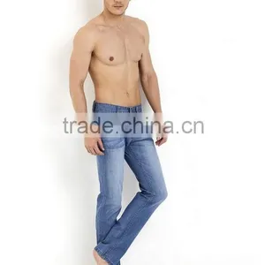 Summer Thin Jeans Men 100% Cotton Straight Long Denim Fitness Trousers Fashion Solid Jeans thumbnail-3
