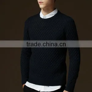 2015 the New Men's Sweater Cultivate One's Morality Pure Color for Grid Sweater thumbnail-4
