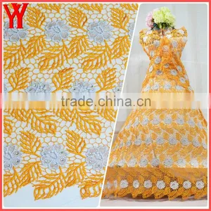 Nice Flower Embroidery Designs African Lace Fabrics Guipure Lace With Stones thumbnail-4