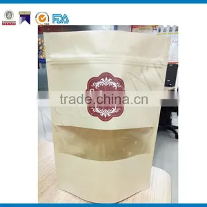 Wholesale Custom Printed Stand up Pouch With Zipper Top and Square Clear Window for Coffee Bean/chocolate Supplier's Choice thumbnail-1
