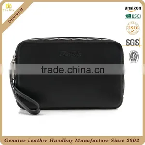 CSQJB162-001 Two Zipper Pocket Multifunctional Men Leather Wrist Clucth Bag thumbnail-5