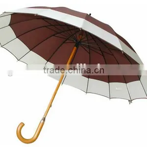 High Quality Auto Open and Close Umbrella Wooden Handle thumbnail-1
