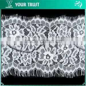 Width 13.3 Centimeter White Chantilly Eyelash Woven Swiss Trim French Lace thumbnail-1