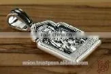 Silver 925 Russian Orthodox Icon Pendant. Burnished Silver thumbnail-1