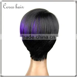 High Temperature Premium Synthetic Wig Japanese Fiber Short Bob Wig Purple Color Fashion Style Full Lace Wig thumbnail-5