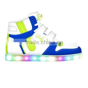 Cute Blue High Top Kids LED Shoe, Recharging Kids LED Skate Shoe, OEM KIDS LED Shoe With Good Price thumbnail-2