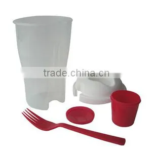Plastic Salad Cup With Fork, Salad Cup to go Food Storage Take Away Lunch Box With Fork thumbnail-1