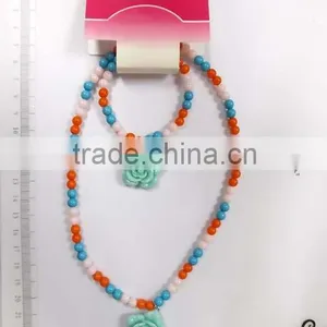 Lovely Children Multicolor Beaded Necklace Bracelet Set With Cartoon Images Pendant thumbnail-3