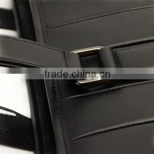 Black Genuine Leather Business Men's Office Laptop Leather Portfolio Tote Bag thumbnail-5