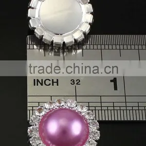 Glue on Light Roseo Rhinestone Pearl Button thumbnail-2