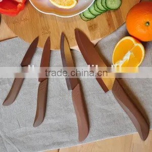 Beautiful Design 4pcs Ceramic Color Knife Set, Brown/coffee Color ABS+TPR Coating Handle, Soft Touch thumbnail-1