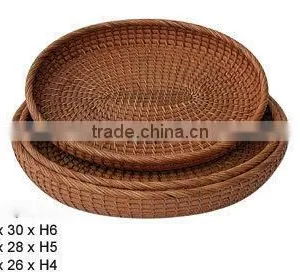 2015 New Weaving Style Round Rattan Tray Vietnam Basket thumbnail-1