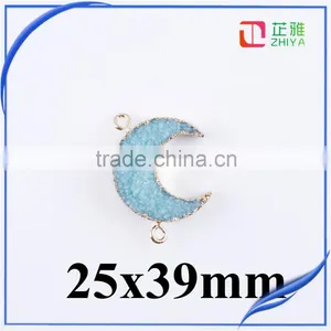 Necklace Pendant Moon Shape Druzy Stone Charms&pendants Natural Gemstone for Handmake DIY thumbnail-4