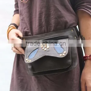 Women Wide Waist Band Leather Pouch Leather Utility Belts With Pockets thumbnail-3