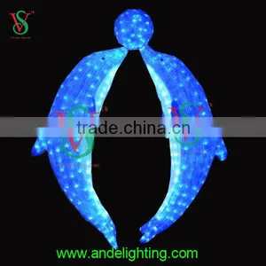 3D Lighted Acrylic Dolphin Outdoor Decorative Led Light for Christmas Garden Decoration thumbnail-1