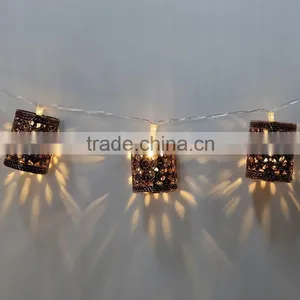 10 LED Warm White Retro Vintage Metal Lantern Lamp Solar Fairy String thumbnail-3