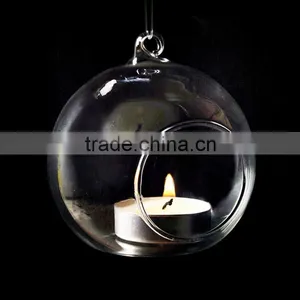 Wholesale Hanging Ball Shape Crystal Glass Candle Holder for Decoration thumbnail-1