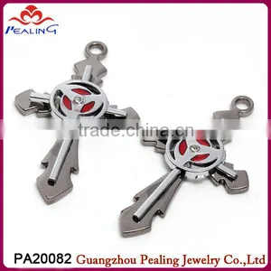 Valentine's Gift Lover Cross Shaped Diamond Stainless Steel Pendants thumbnail-1