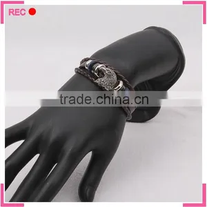 Braided Leather Bracelet With Eagle Decoration, Cheap Leather Bracelets thumbnail-2