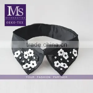Customized Angle Shaped Beaded Necklace, Black Collar With Flower Beaded for T-shirt thumbnail-1