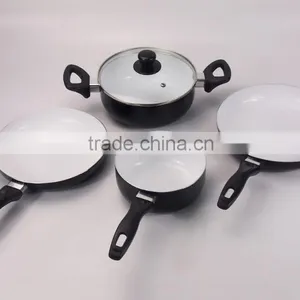 5Pcs Black Cooking Pot Ceramic Non-Stick Coating Aluminum Cookware Set thumbnail-2