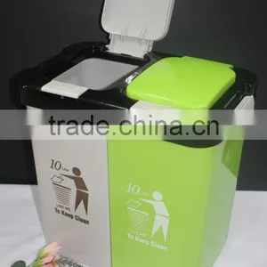 Colourful 2 Compartment 10 Liter Plastic Dustbin. Suitable to be Used as Office Dustbin, Toilet Dustbin, Sanitary Dustbin thumbnail-4