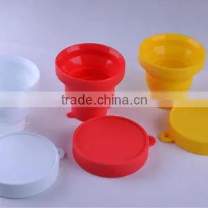 Interesting Lovely Novelty Odorless Convenient Collapsible Folded Silicone Cup With Cover thumbnail-1