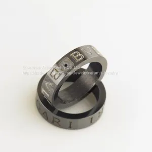 Letter Ceramic Ring Black Superior Ceramic Wedding Rings thumbnail-4