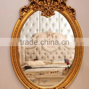 Graceful Flower Carving Oval Wall Mirror thumbnail-1