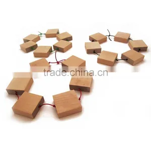 Solid Wood Original Bare Stepping Blocks Trivet Oak Placemat Bunch With Rope thumbnail-1