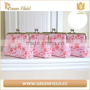 Popular Woven Pink Lace Lady Clutch Bag Dinner Party Handbag thumbnail-5