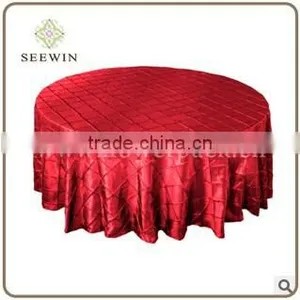 Red Pintuck Taffeta Tablecloth thumbnail-1