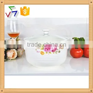 8" Ceramic Cookware Pot Safe for Microwave With Glass Lid thumbnail-1