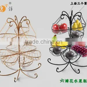 2016 Kitchen Storage Organizer Hot Sale Metal Hanging 3 Tier Fruit Basket Stand thumbnail-2