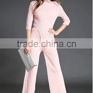 High Quality Solid Asymmetrical Tops With Long Loose Pants 2016 Autumn Fashionable thumbnail-3
