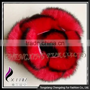 CX-A-39 Wholesale Custom Best Quality Rex Rabbit Fur Hand Made Flower Brooch Pin thumbnail-6