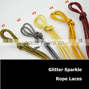 Custom Novelty Round Metallic Gold Bling Rainbow Glitter Shoelace~Fully Gloden Sneakers Laces~Retail Packaging~Amazon Supplier thumbnail-6