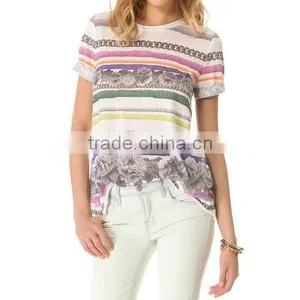 Fashion Ladies Printed Top Blouse 70%poly 30%cotton thumbnail-1