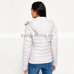 Women's Slim Double Zip Stay Warm Soft Quilted Hooded Winter Jackets thumbnail-3