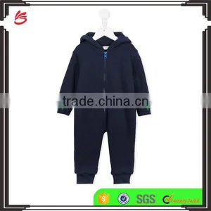Navy Blue Cotton Animal Ears Hooded Baby Clothes Romper thumbnail-1