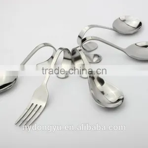 Titanium Creative Stainless Steel Spoon Fork /gmi Bent Handle Titanium Plate Fork Spoon / Fancy Dinnerware thumbnail-5