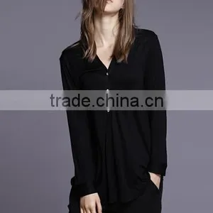 Loose High Quality Long Sleeve Cotton Jersey t Shirt for Women thumbnail-1