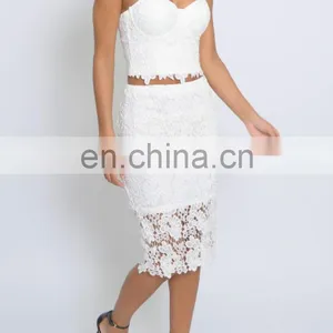 Charming Knee-Length White Lace Skirt thumbnail-3