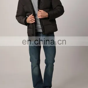 Men 100%polyester Brown Down Jacket With Fur thumbnail-3