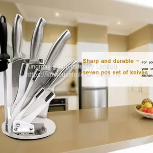 Stainless Steel 7pcs Kitchen Knife Set With Block thumbnail-1